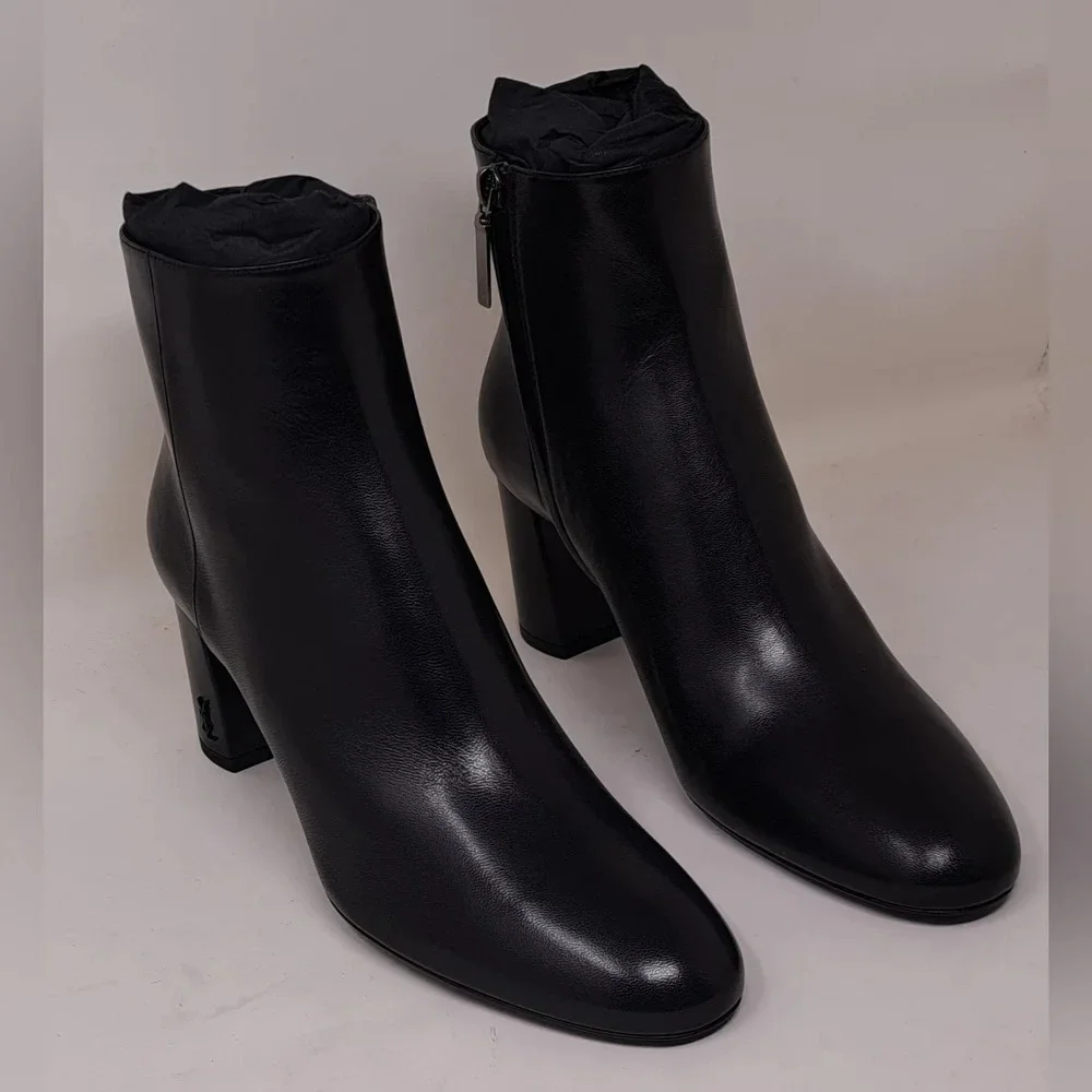 NWT Saint Laurent Paris LouLou 70 Zip Booties Ankle Boots Black Leather 38EU 8US - Picture 5 of 16